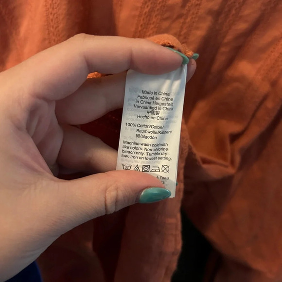 Madewell Raglan Peasant Top Blouse- Stripe Orange Large Autumn Fall Boho - Picture 3 of 6